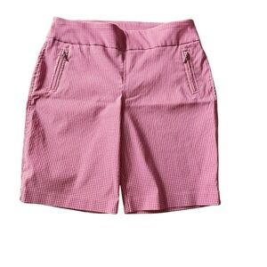 ATTYRE Petite Gingham Pink‎ & White Knee Length Shorts Women's Size 14P